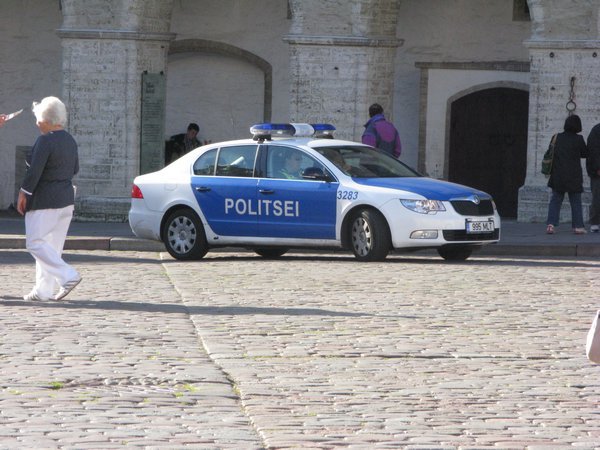 Police car in Town Hall Square.