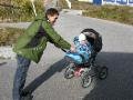 Inuit baby & Dad out for a stroll