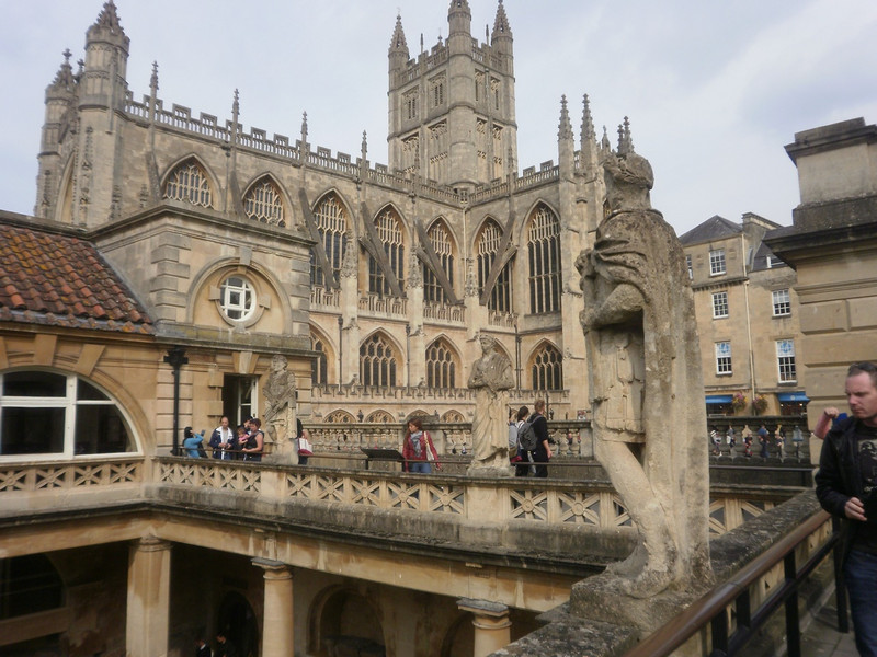 On the terrace, Bath Abbey in the background