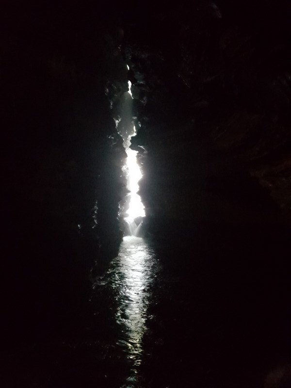 Waterfall at the bottom of the cave