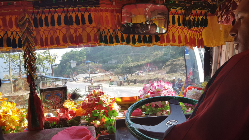 getting closer to Pokhara. the roads are better. This is at a checkpoint