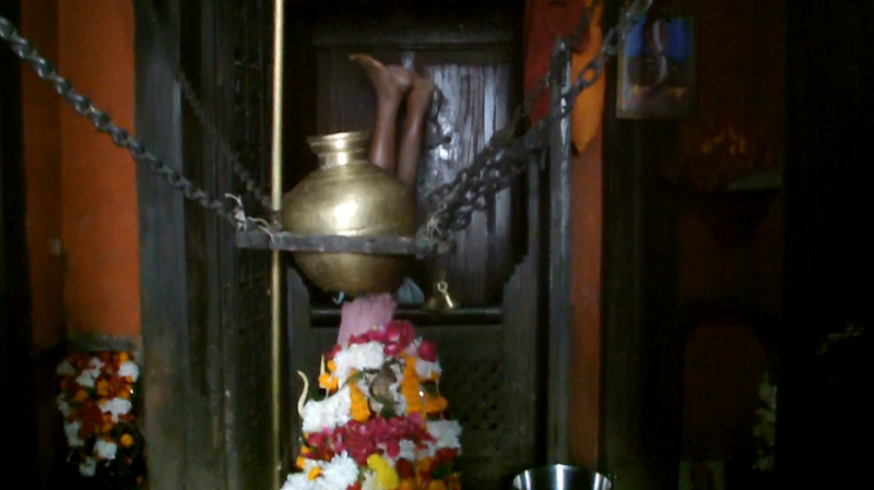 Nepal Temple Inside with Legs