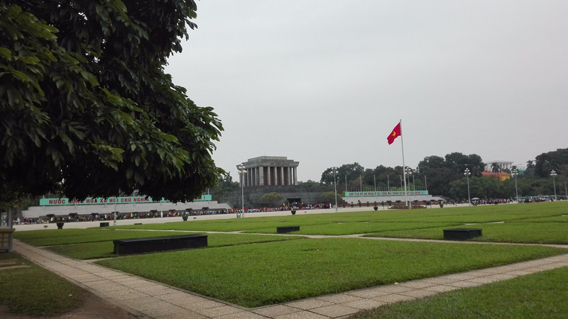 Ho Chi Minh memorial, with his preserved body inside much to our surprise (he wanted to be cremated apparently). Hanoi, Vietnam