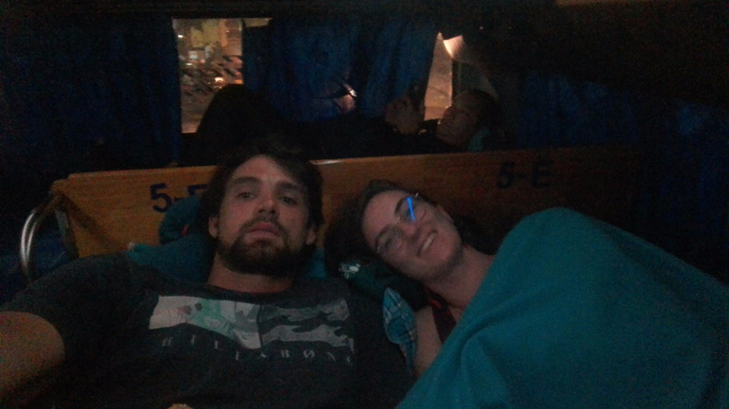 In our double bed on the sleeper bus !