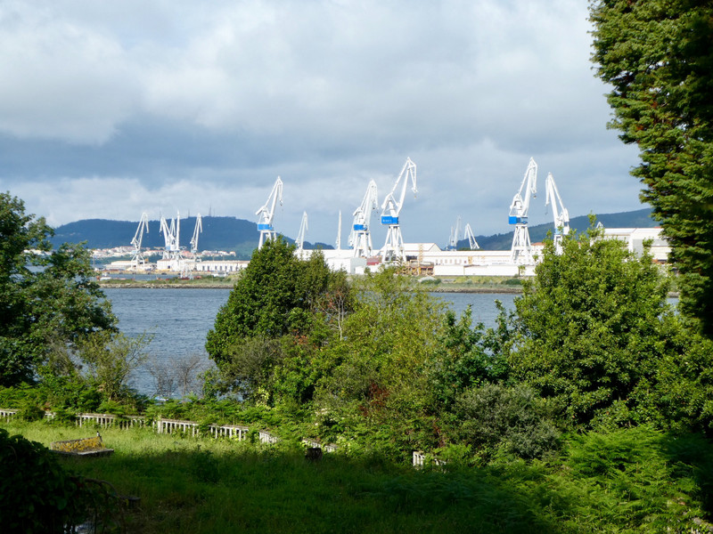 The shipyard cranes.
