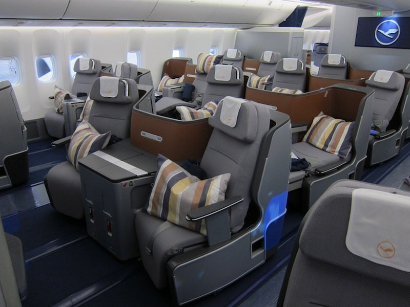 Qantas business class cabin