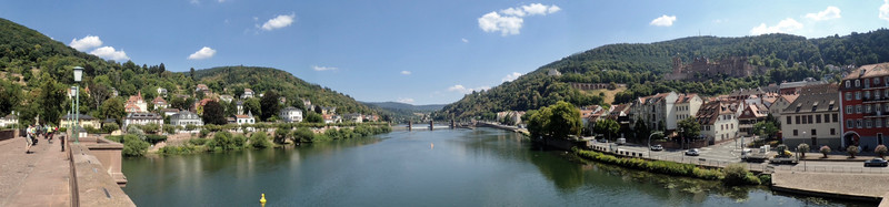 view from Old Bridge, Neckar River, Heidelberg, Germany
