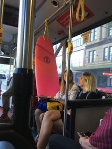 Have surfboard, will travel (even on the bus)