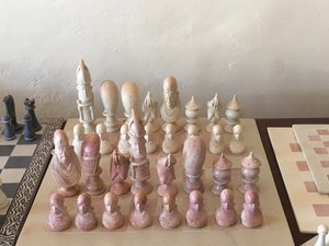 Chess pieces carved from soapstone