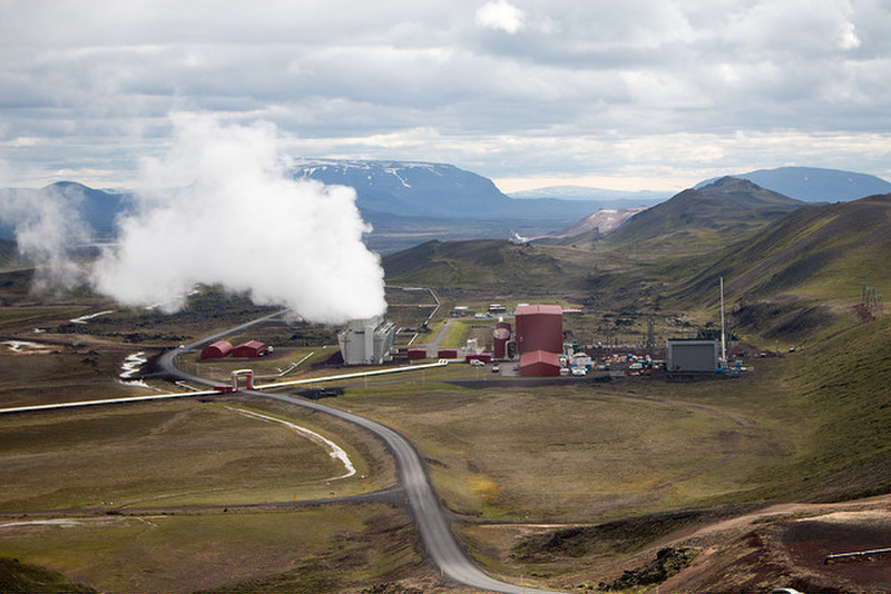 Aerial view of geothermal power plant