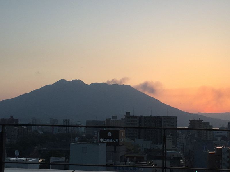 Der Vulkan Sakura vor Kagoshima 