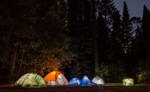 Camp site at night.