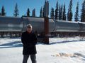 Me standing next to the pipeline in Coldfoot