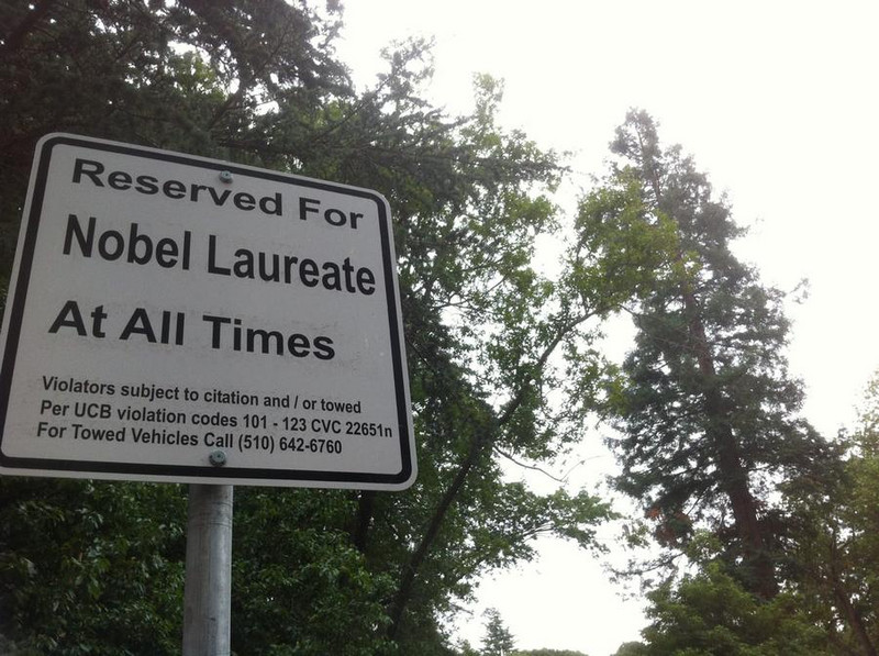 The Nobel winners get a reserved parking space, and a street named for them