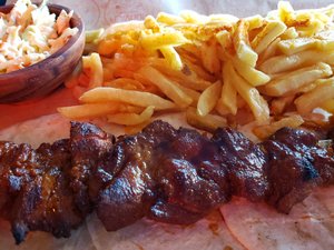 Grilled pork with fries