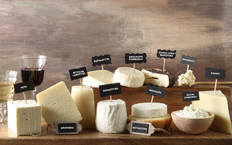 Variety of Greek cheeses