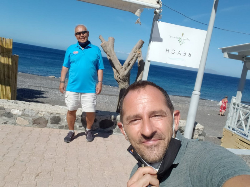 Me and  expert guide, Kostas in Santorini