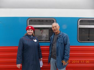 Trans Siberian Railway in Vladivostok with the Providnitsa