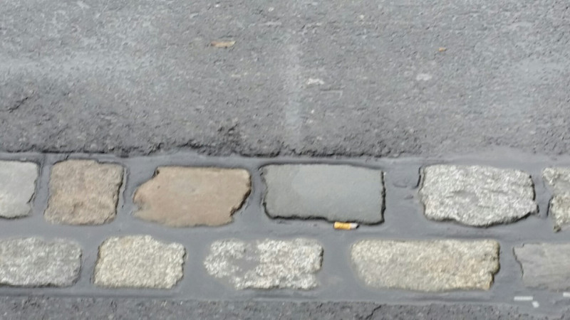 Double stones in road mark location of the Wall
