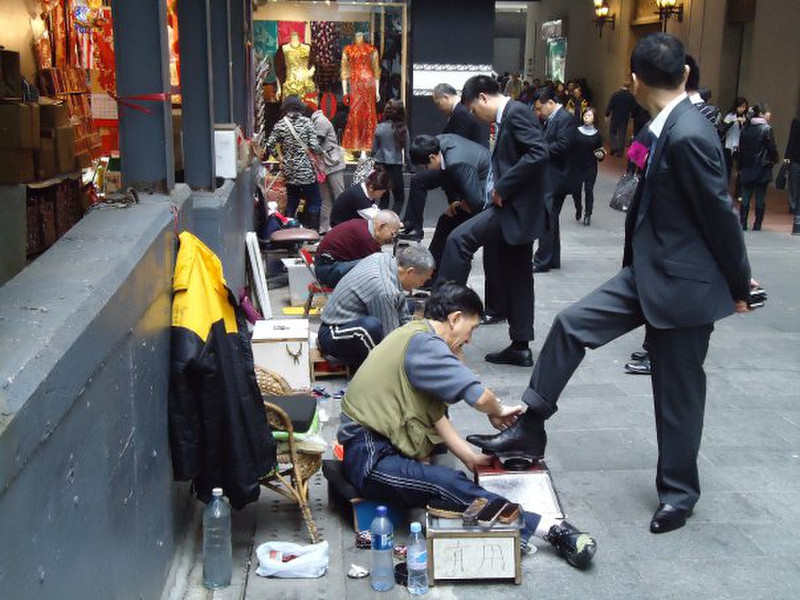 You never know who you might meet at a shoe shine stand in HK