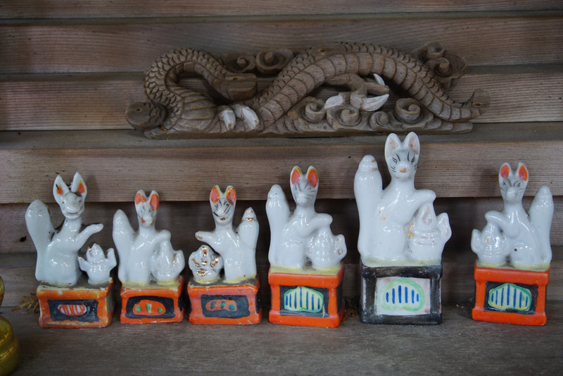 Dog figurines in temple