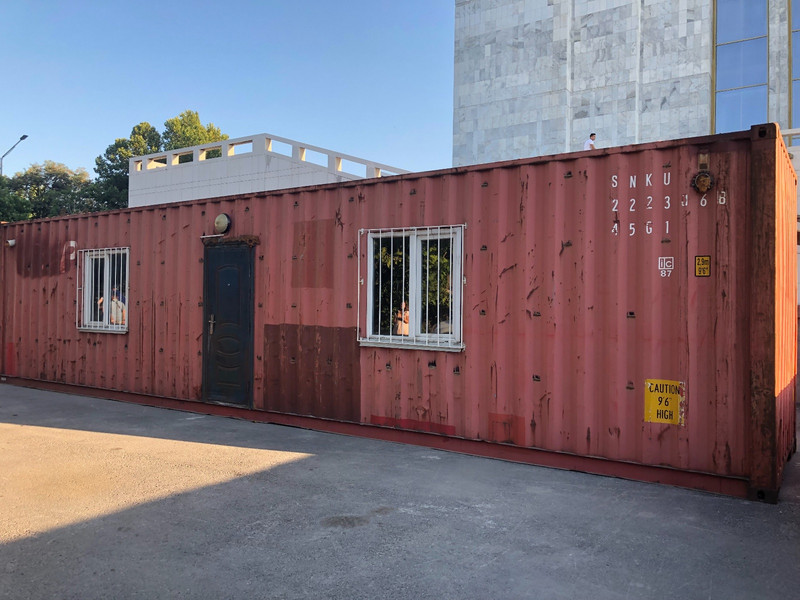 Shipping container converted to office building