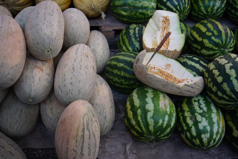 The melons and watermelons are huge and sweet