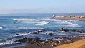 The Inferno beach at Pichilemu...The waves are even bigger than you would ever imagine. I think there is a whale in the distance ....