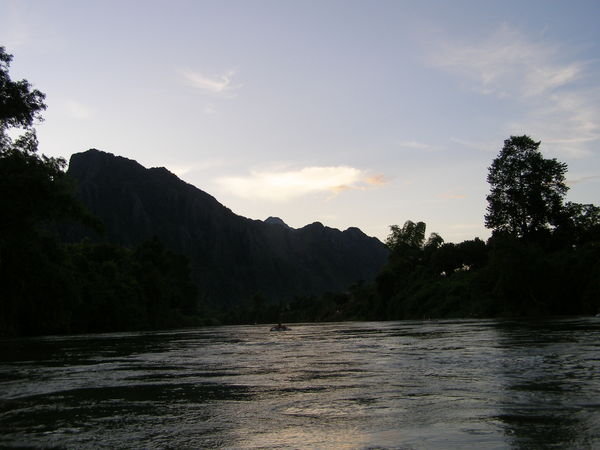 Drifting down a river in Laos