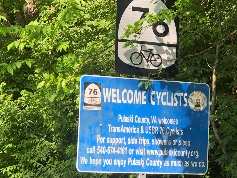 Welcome sign for Bicyclists 