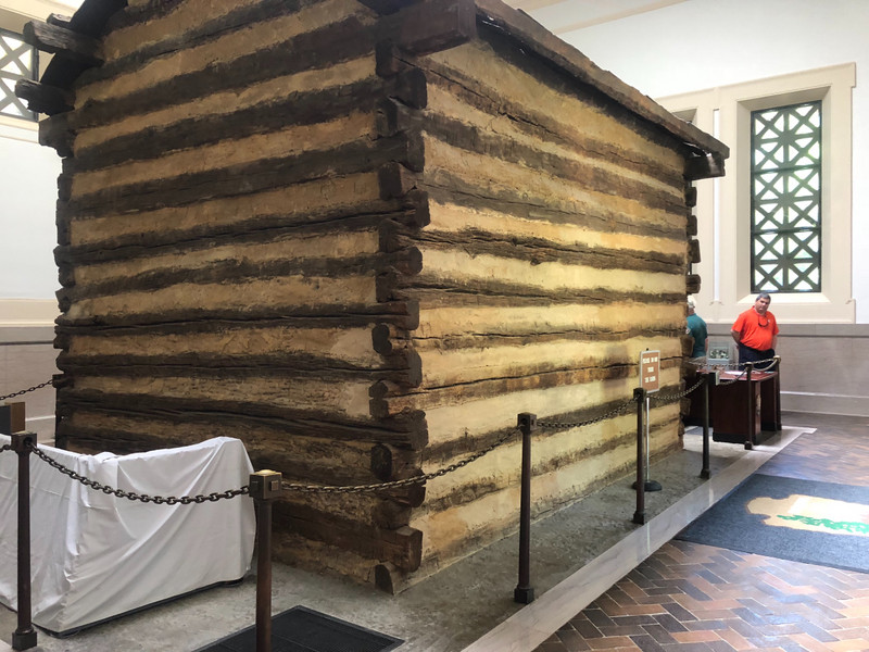 A replica of the Lincoln birthplace home.