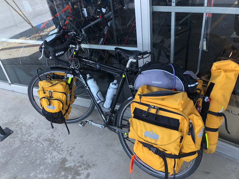 I got to carry Bruce’s stuff to the Bike Shop.