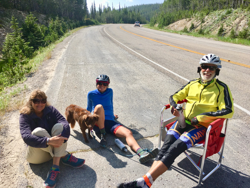 Relaxing with Jane, Becky and Luna at Chief Joseph Divide