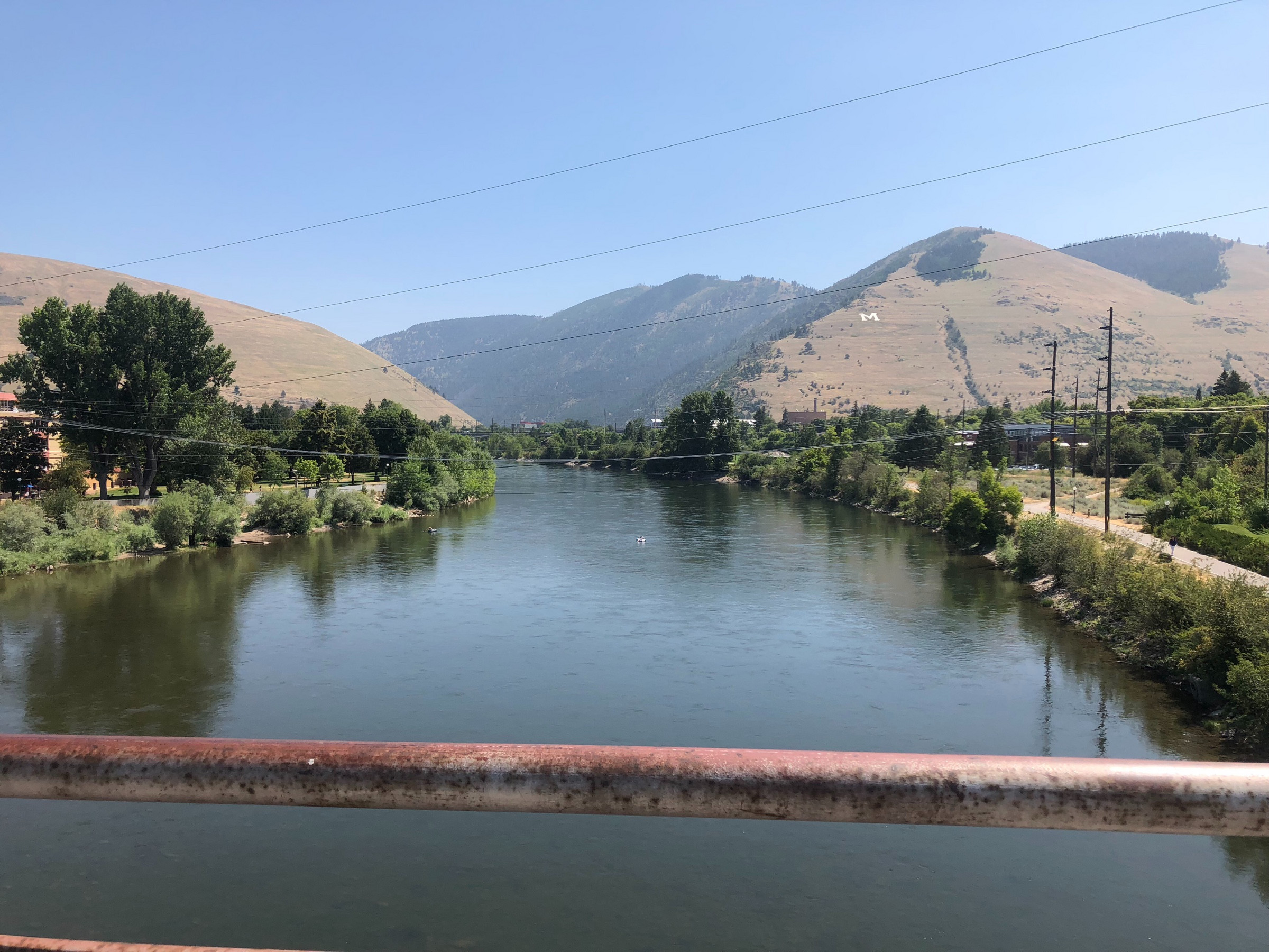 This is the Clark Fork River running through Downtown Missoula. Photo