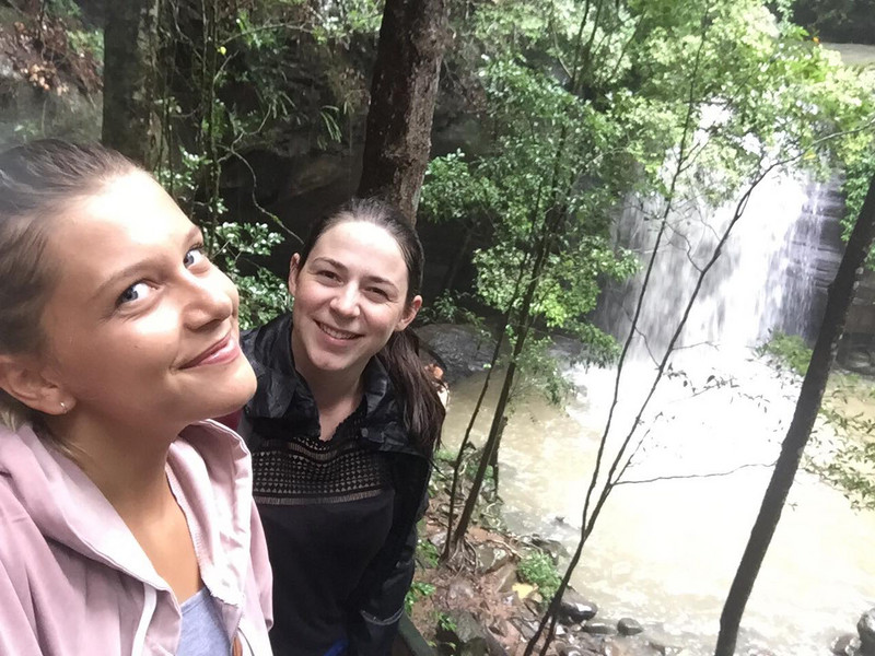 Soaking wet but we made it to the waterfall!