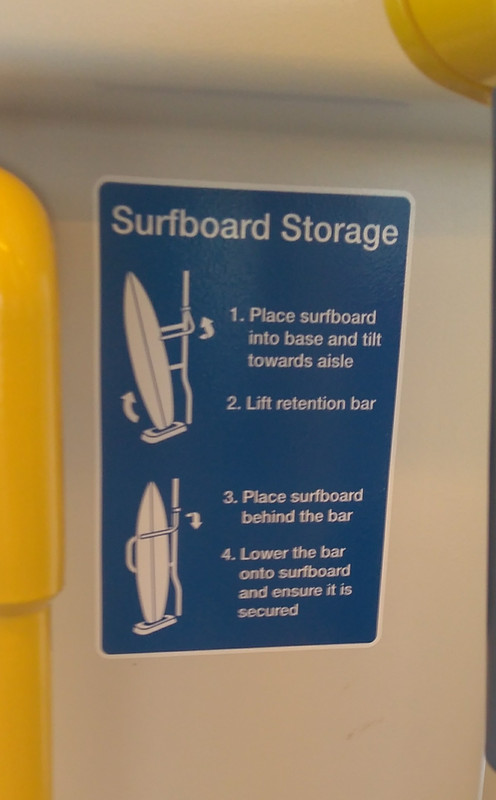 They have a designated surfboard storage in the tram