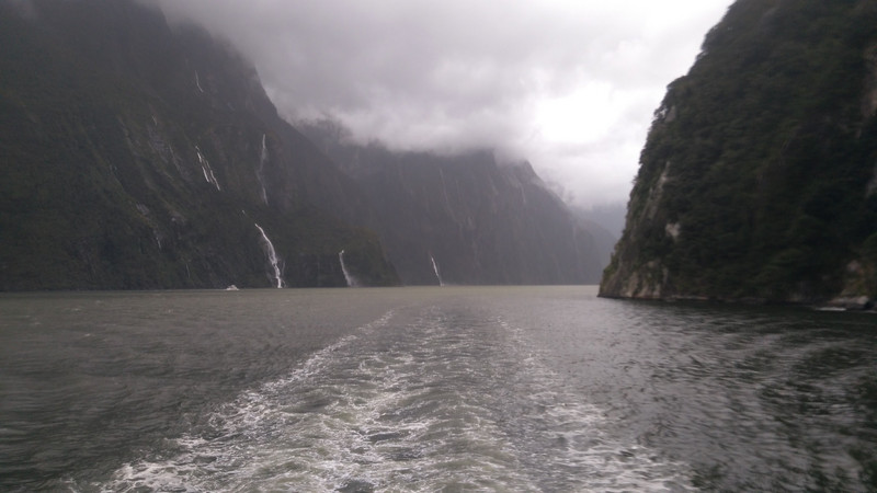 Couple of waterfalls in Milford Sound