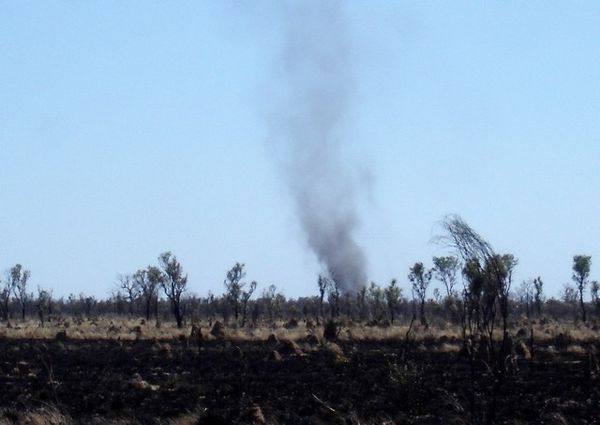 One of the "dust devils" after the fires