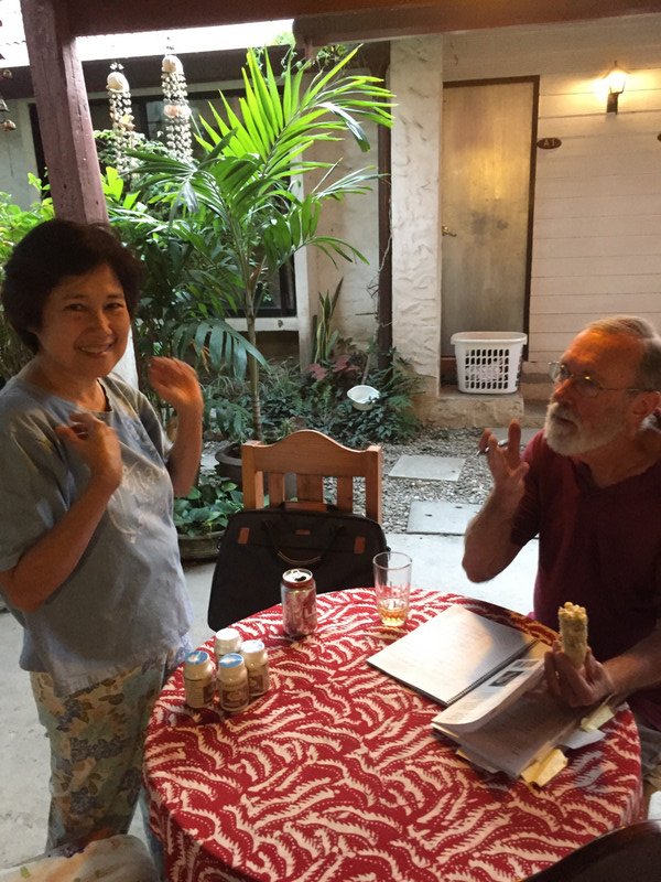 Kung giving Rich a Thai lesson 