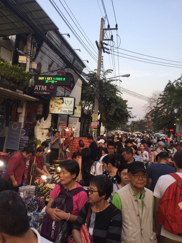 The throng on the Sunday walking street market