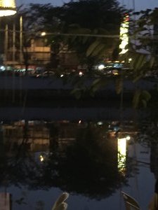 Riverside restaurant reflections Chiangmai 