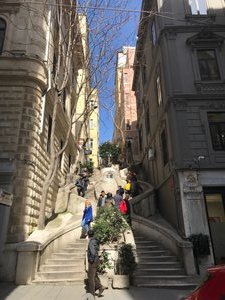 narrow streets to Galatea Tower 