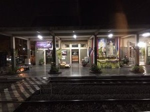 stopping at a sleepy little station in the night