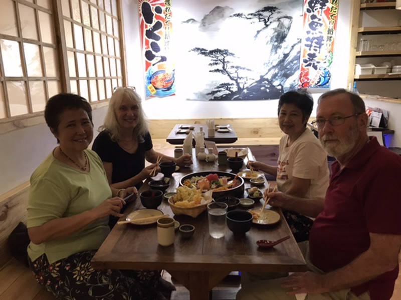 Dinner at our favourite Japanese restaurant: Nui, Kung and Richard