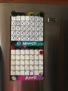 Had to add a calendar to the refrigerator - kept getting all mixed up!