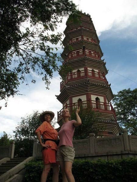 Ramona and Lelde at the pagoda.