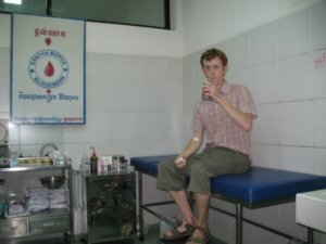 Me at the bloodbank, Phnom Penh