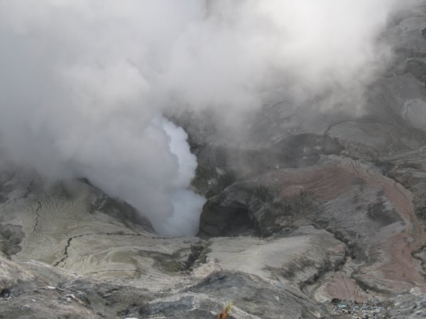 Looking into the crater of Mount Bromo.