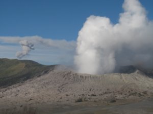 The view of Bromo from our guesthouse- right on the edge of the crater!