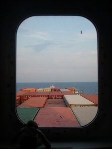 View from our cabin at sea